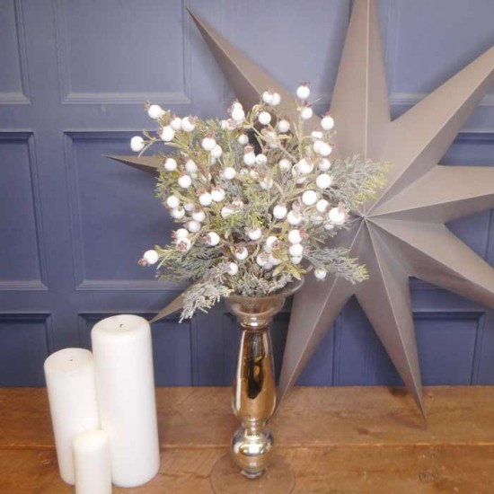 Artificial Snow Berries with Spruce Stem 45cm Christmas Decorations